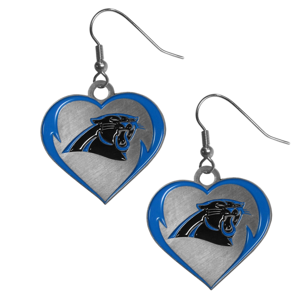 Carolina Panthers Heart Dangle Earrings - Team Colors - Hypoallergenic