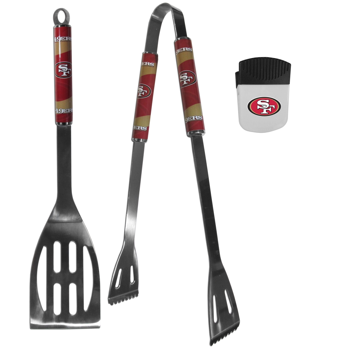 Picture of Siskiyou F2BQ075PMC Unisex NFL San Francisco 49ers 2 Piece BBQ Set & Chip Clip - One Size