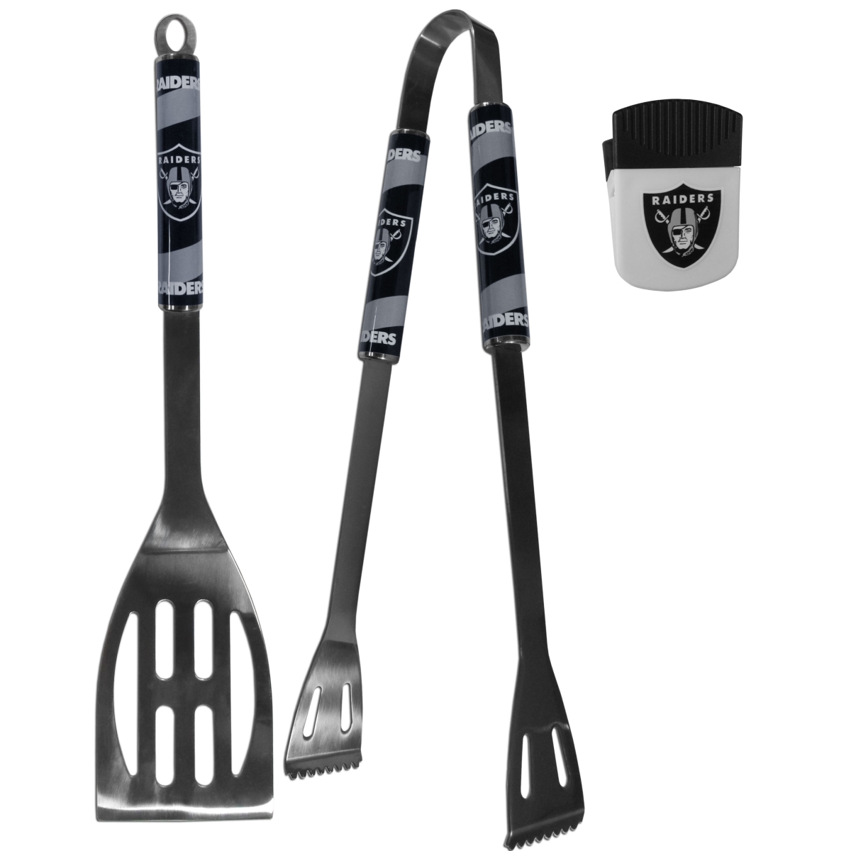 Picture of Siskiyou F2BQ125PMC Unisex NFL Oakland Raiders 2 Piece BBQ Set & Chip Clip - One Size