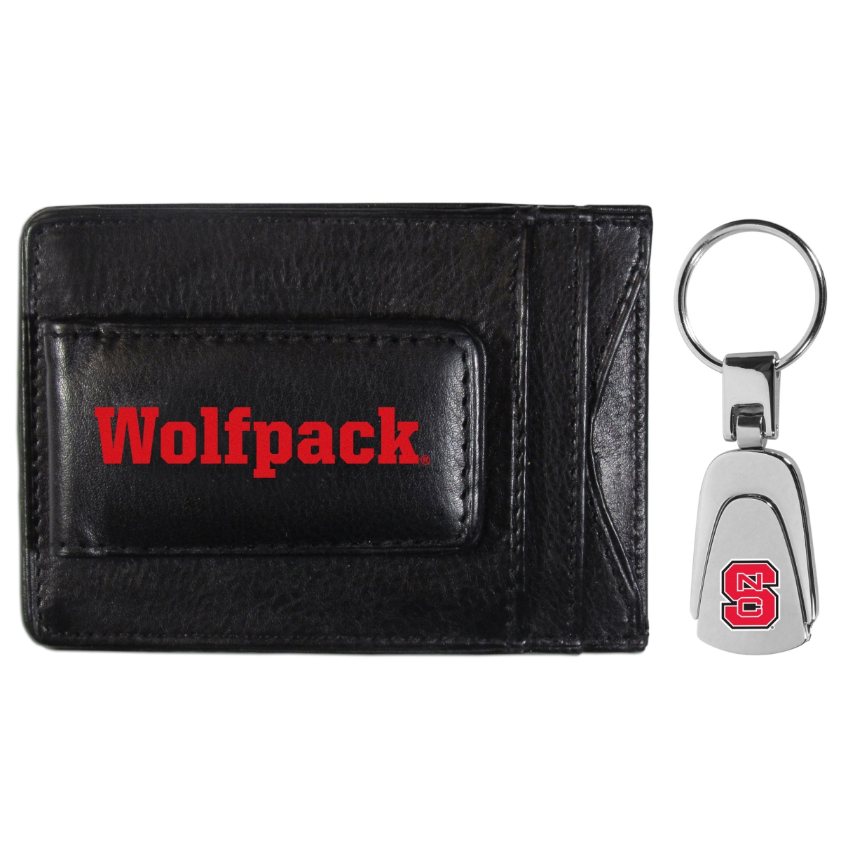 Siskiyou CCCP79KP Unisex NCAA North Carolina State Wolfpack Leather Cash & Cardholder & Steel Key Chain - One Size