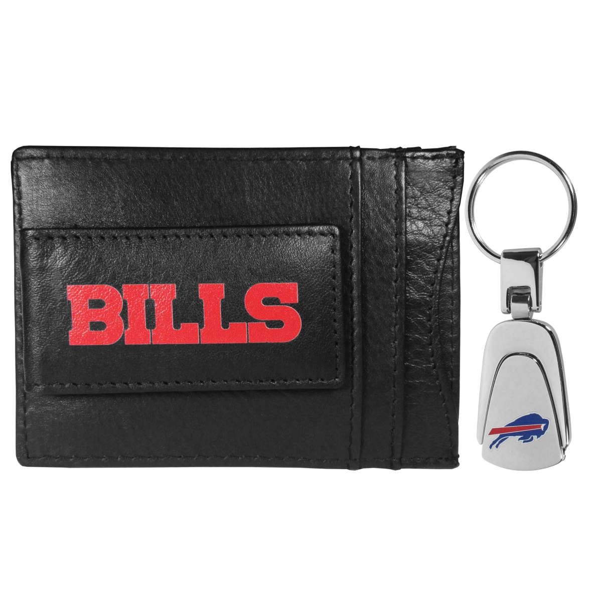 Siskiyou FCCP015KP Unisex NFL Buffalo Bills Leather Cash & Cardholder & Steel Key Chain - One Size