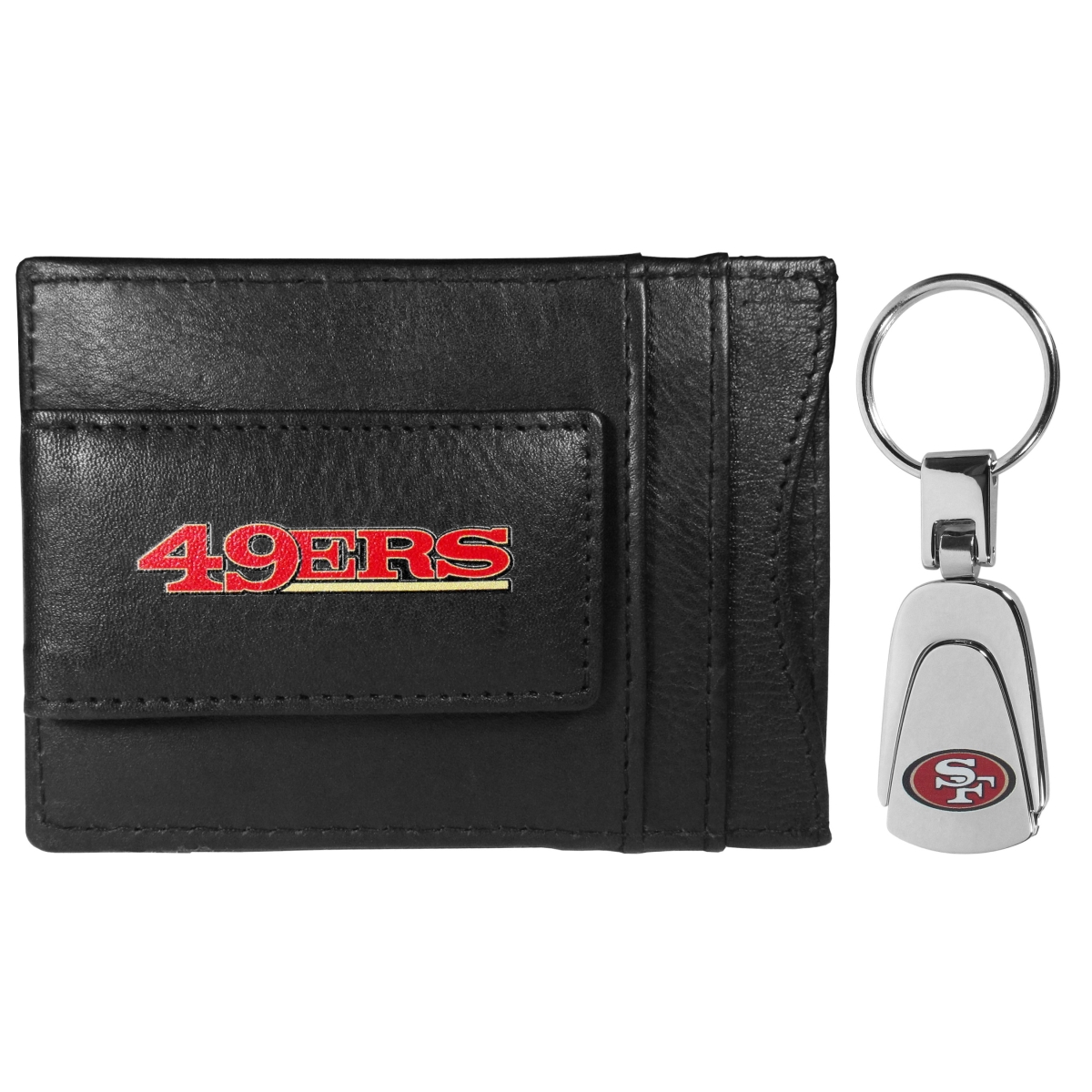 Siskiyou FCCP075KP Unisex NFL San Francisco 49ers Leather Cash & Cardholder & Steel Key Chain - One Size