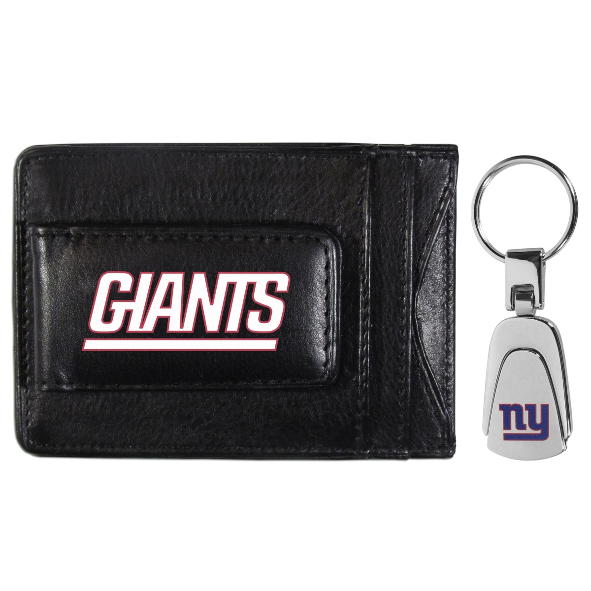 Siskiyou FCCP090KP Unisex NFL New York Giants Leather Cash & Cardholder & Steel Key Chain - One Size