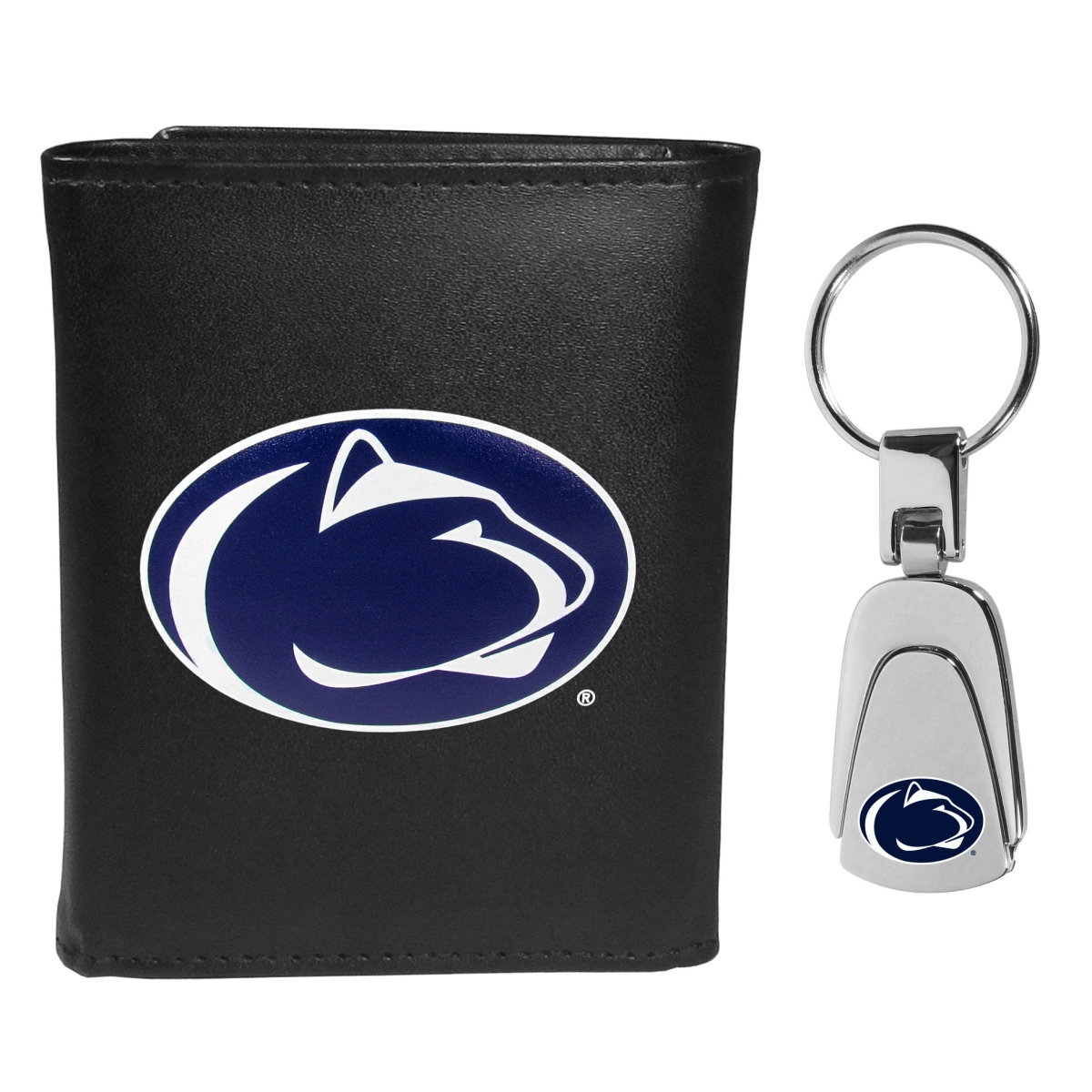 Siskiyou CLTR27KP Male NCAA Penn State Nittany Lions Leather Tri-fold Wallet & Steel Key Chain