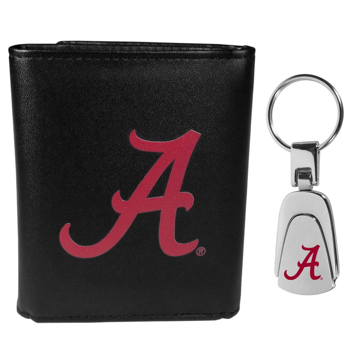 Siskiyou  Male NCAA Alabama Crimson Tide Tri-fold Wallet & Steel Key Chain