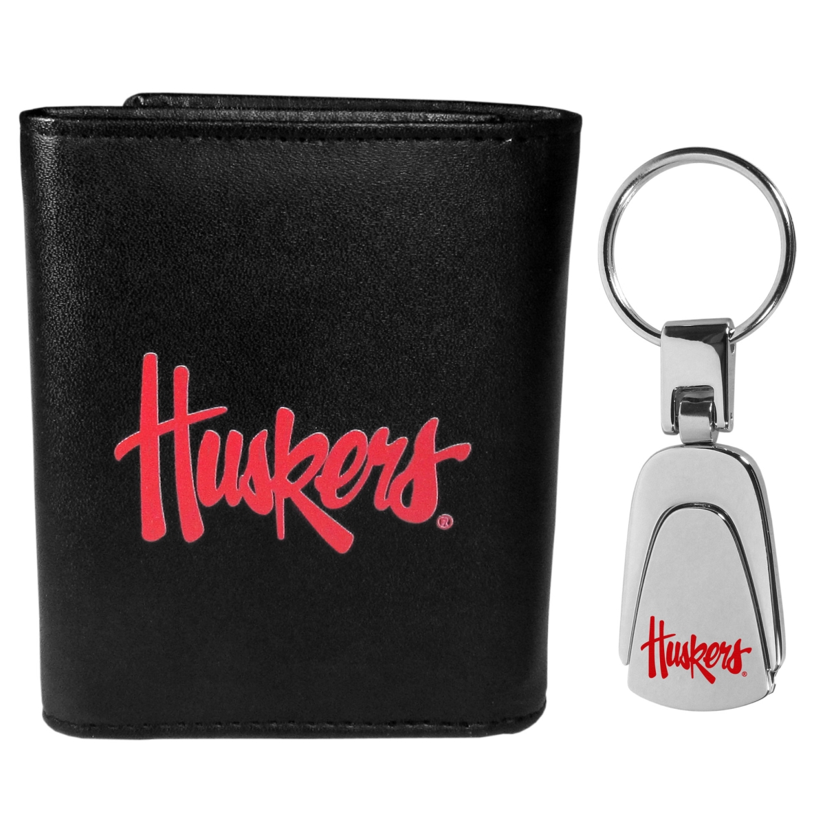 Siskiyou CTRL3KP Male NCAA Nebraska Cornhuskers Tri-fold Wallet & Steel Key Chain