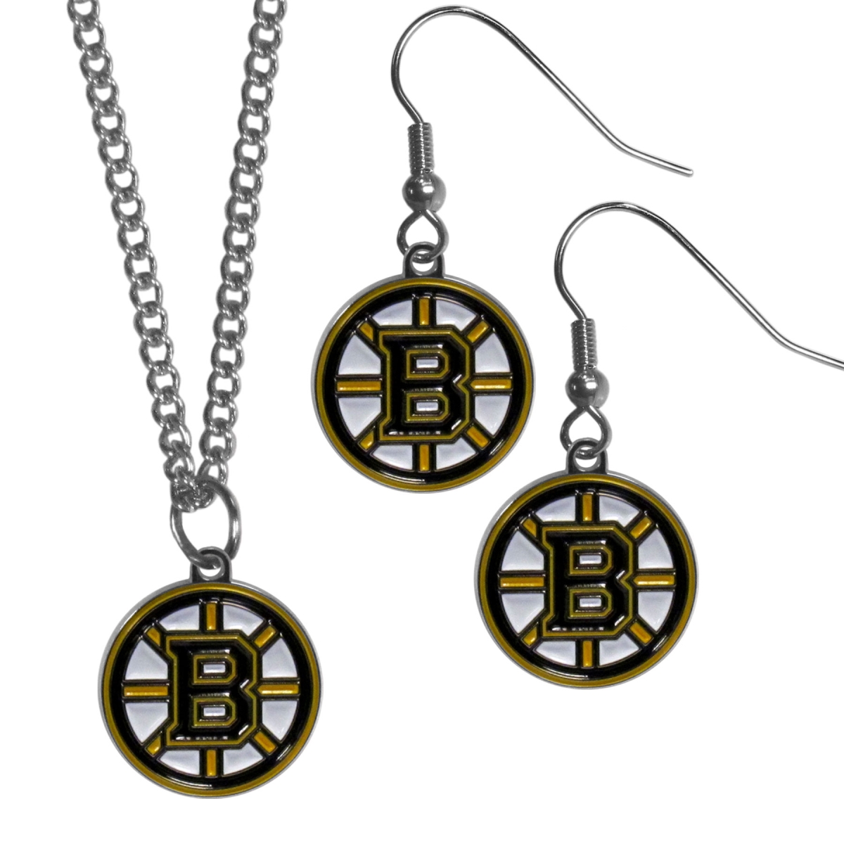 Picture of Siskiyou HDEN20HN Female NHL Boston Bruins Dangle Earrings & Chain Necklaces Set - Set of 2