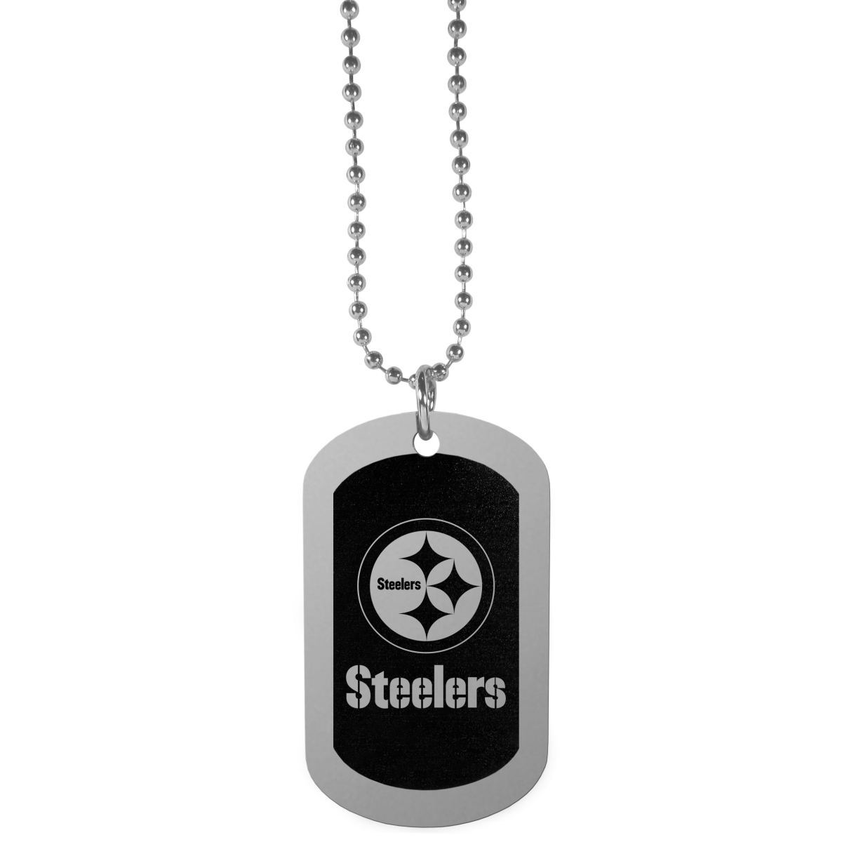 Siskiyou FTNB160 26 in. Unisex NFL Pittsburgh Steelers Chrome Tag Necklaces