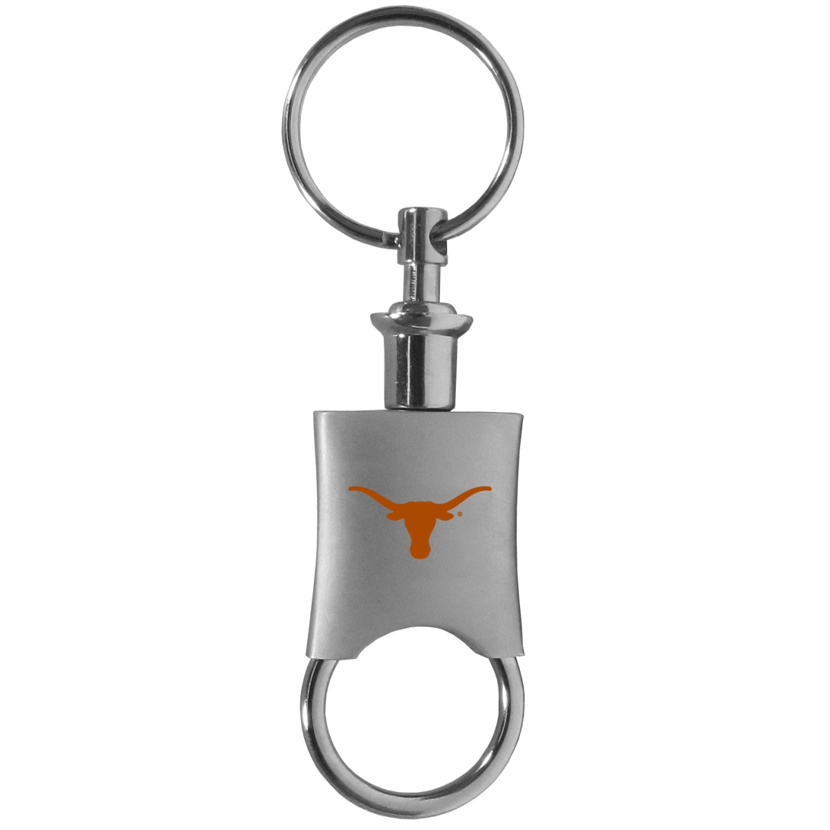 Texas Longhorns Valet Key Chain - Brushed Metal - Unisex - Detachable Ring
