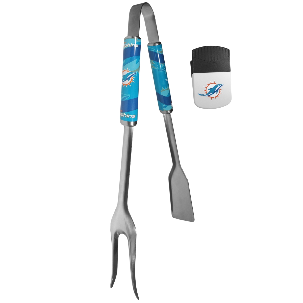 Picture of Siskiyou FBQM060PMC Unisex NFL Miami Dolphins 3-in-1 BBQ Tool & Chip Clip - One Size