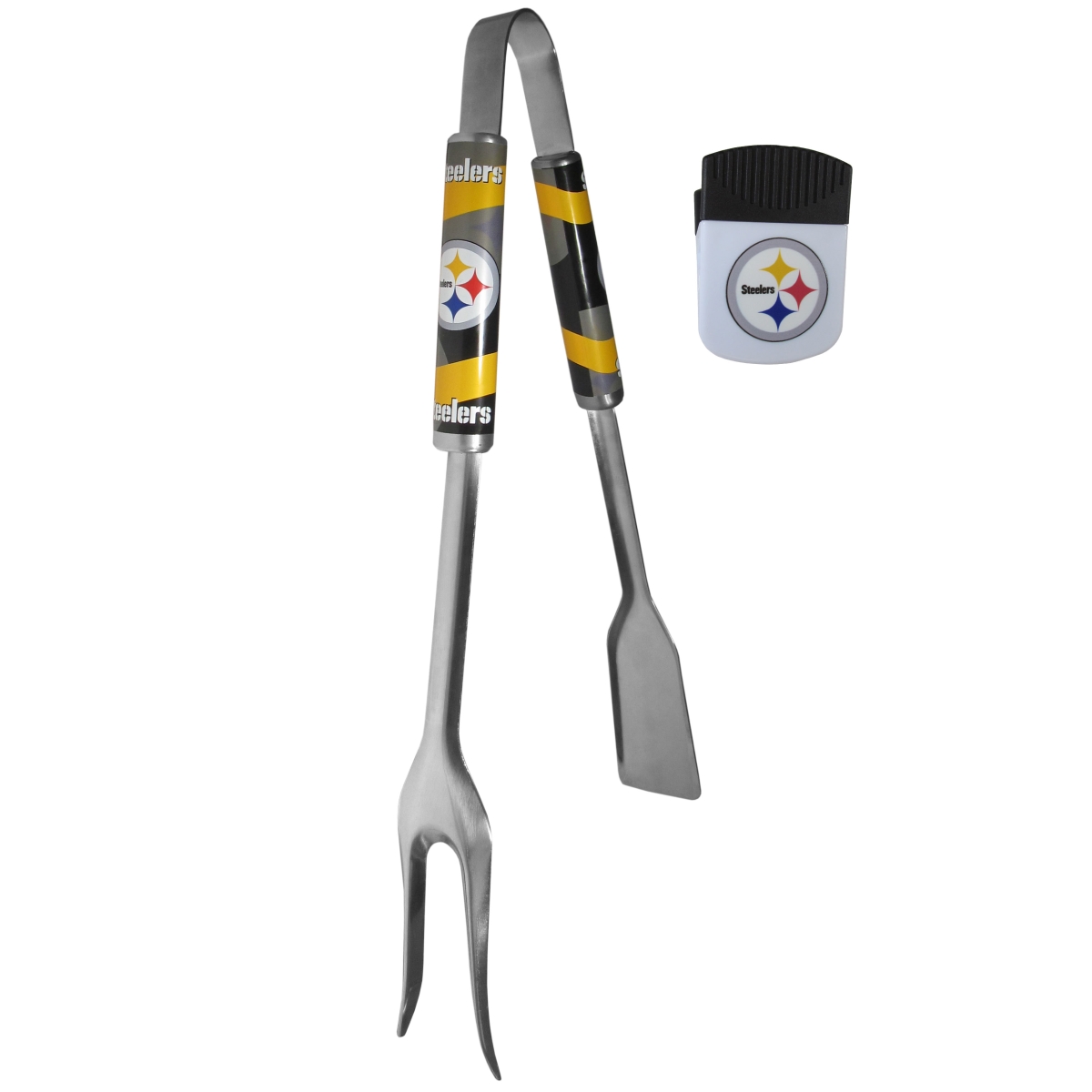 Picture of Siskiyou FBQM160PMC Unisex NFL Pittsburgh Steelers 3-in-1 BBQ Tool & Chip Clip - One Size