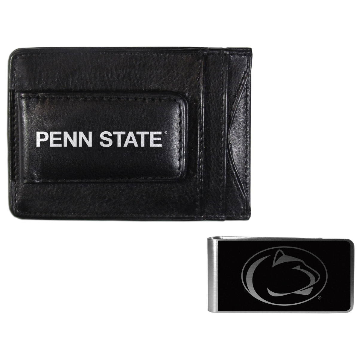 Siskiyou CCCP27BKM Unisex NCAA Penn State Nittany Lions Leather Cash & Cardholder & Black Money Clip - One Size