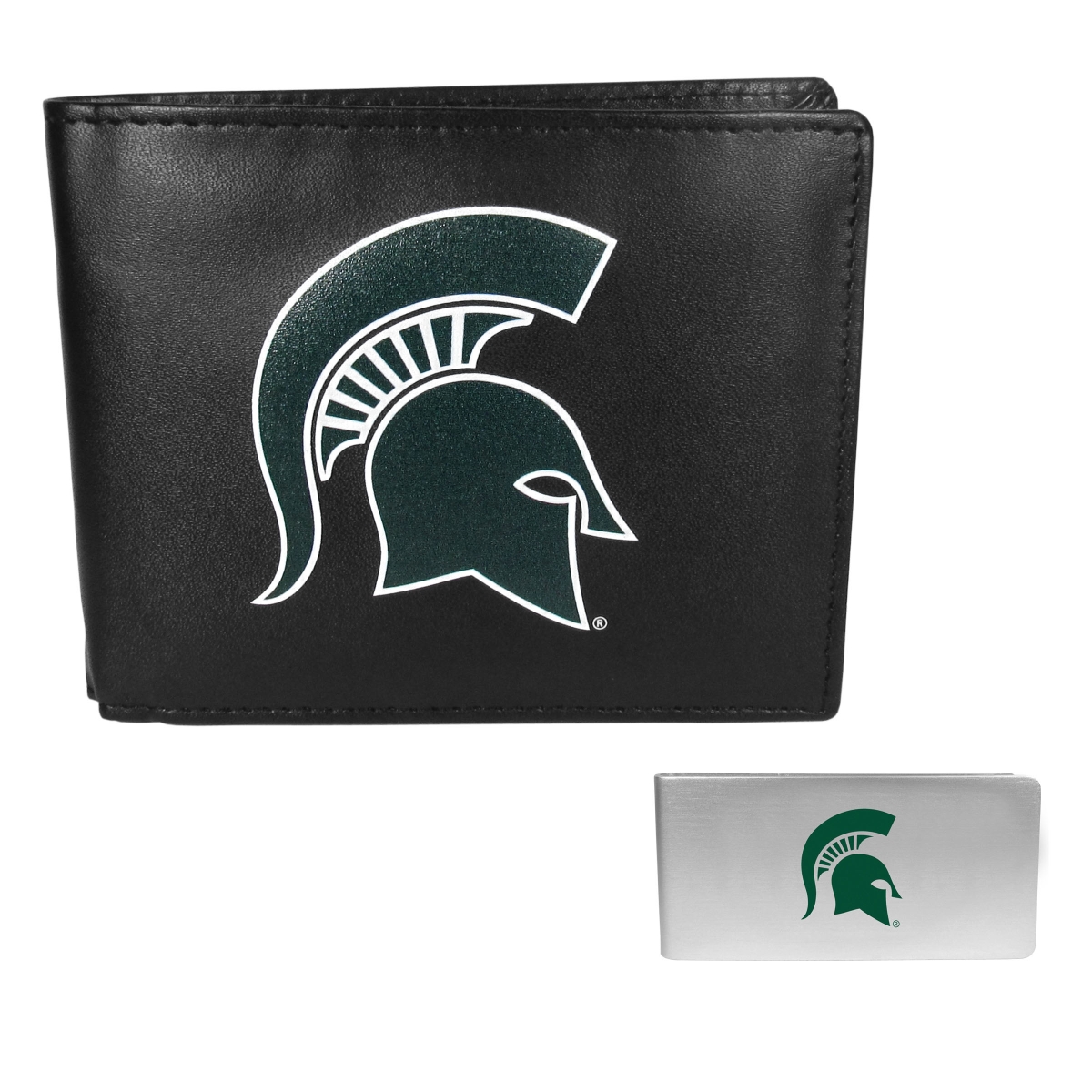 Siskiyou CLBF41BMP Unisex NCAA Michigan State Spartans Leather Bi-fold Wallet & Money Clip