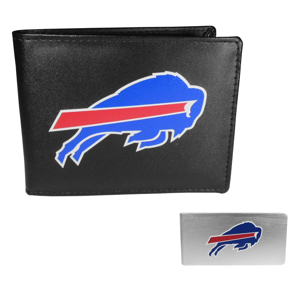 Siskiyou FLBF015BMP Male NFL Buffalo Bills Leather Bi-fold Wallet & Money Clip - One Size
