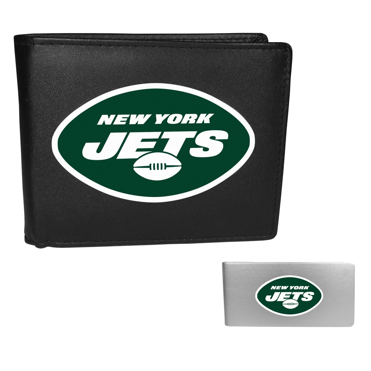 Siskiyou FLBF100BMP Unisex NFL New York Jets Leather Bi-fold Wallet & Money Clip