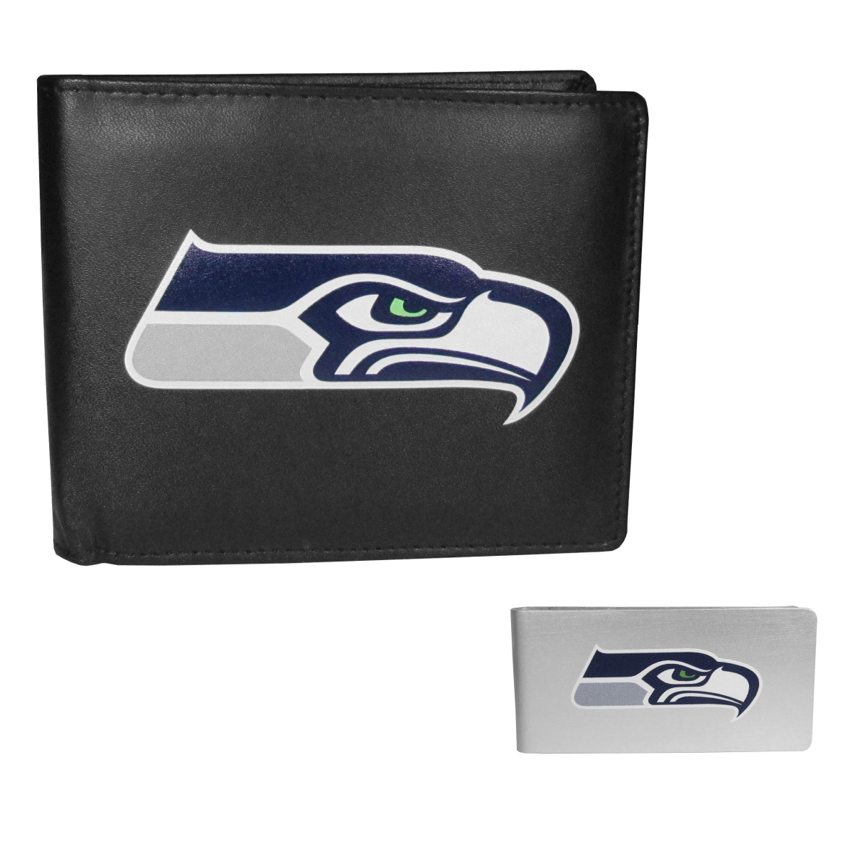 Siskiyou FLBF155BMP Unisex NFL Seattle Seahawks Leather Bi-fold Wallet & Money Clip