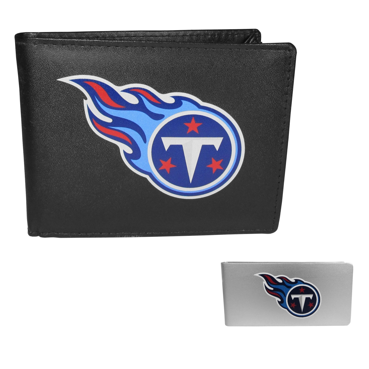 Siskiyou FLBF185BMP Unisex NFL Tennessee Titans Leather Bi-fold Wallet & Money Clip