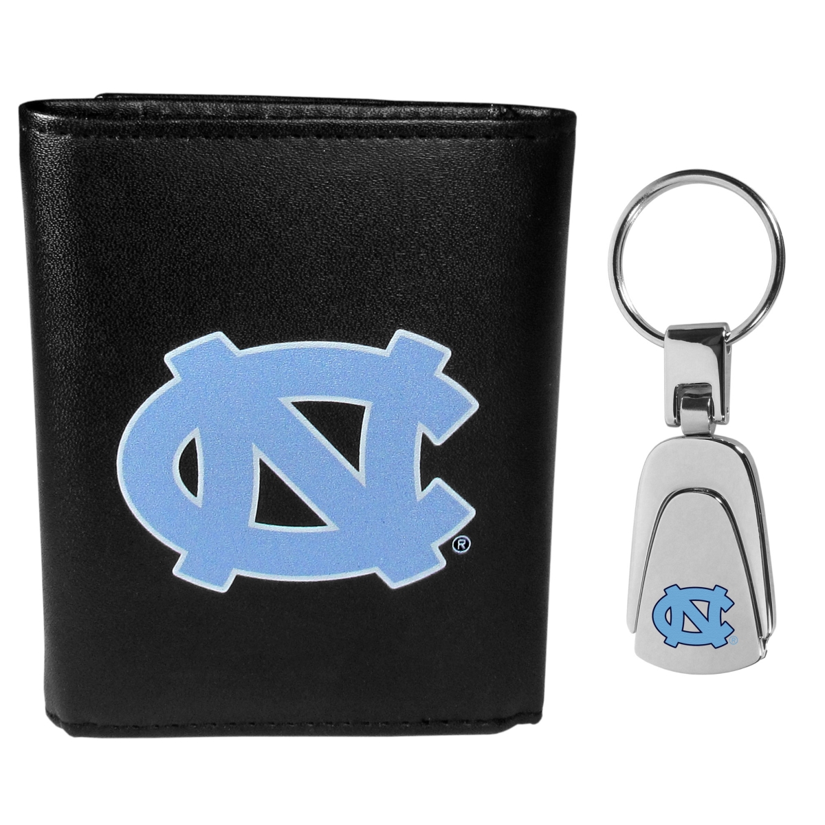 Siskiyou  Male NCAA North Carolina Tar Heels Tri-fold Wallet & Steel Key Chain