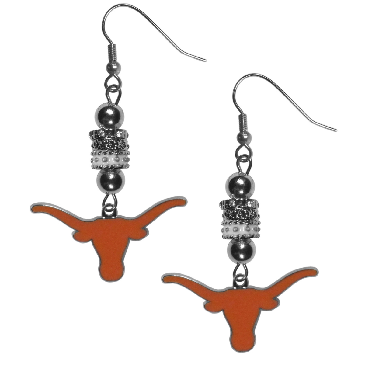 Female NCAA Texas Longhorns Euro Bead Dangle Earrings
