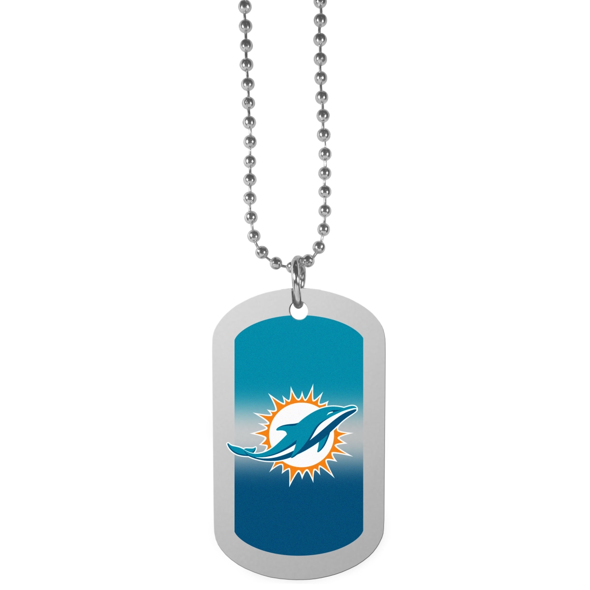 Miami Dolphins Team Tag Necklace - Gradient Print - 26 in. - Unisex - NFL Licensed