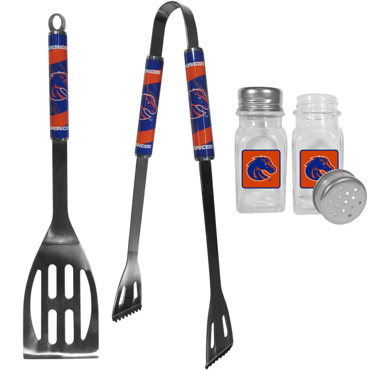 Picture of Siskiyou C2BQ73SPP Unisex NCAA Boise State Broncos 2 Piece BBQ Set with Salt & Pepper Shaker - One Size