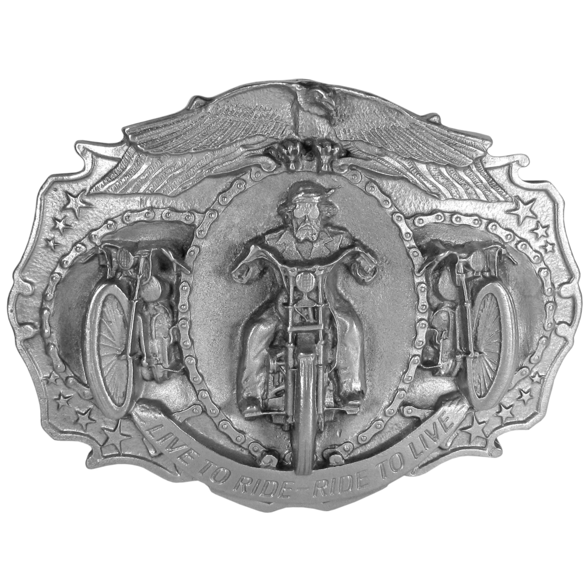 Picture of Siskiyou V45 2 in. Live to Ride Antiqued Belt Buckle