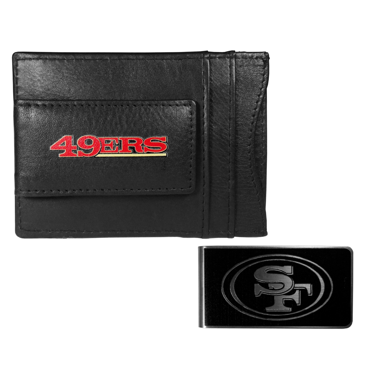 Siskiyou FCCP075BKM Unisex NFL San Francisco 49ers Leather Cash & Cardholder & Black Money Clip - One Size