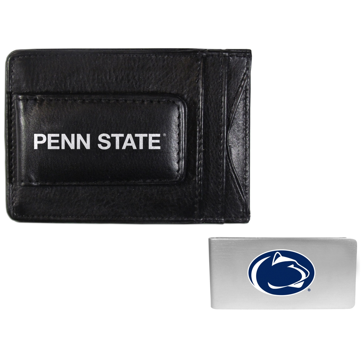 Siskiyou CCCP27BMP Unisex NCAA Penn State Nittany Lions Leather Cash & Cardholder & Money Clip - One Size