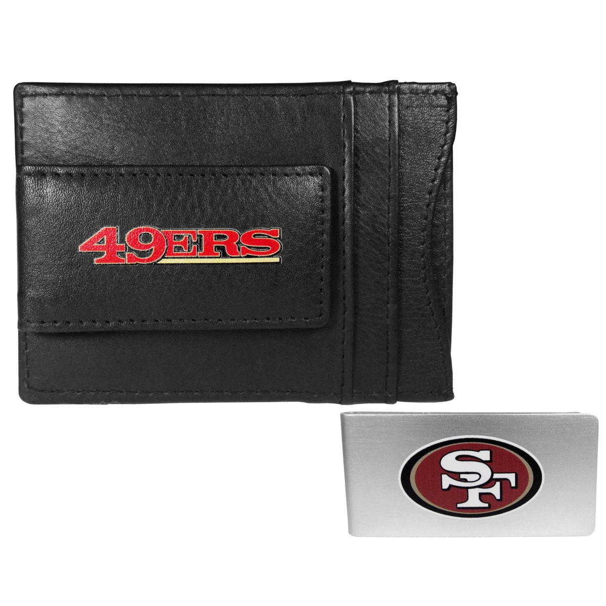 Siskiyou FCCP075BMP Unisex NFL San Francisco 49ers Leather Cash & Cardholder & Money Clip - One Size