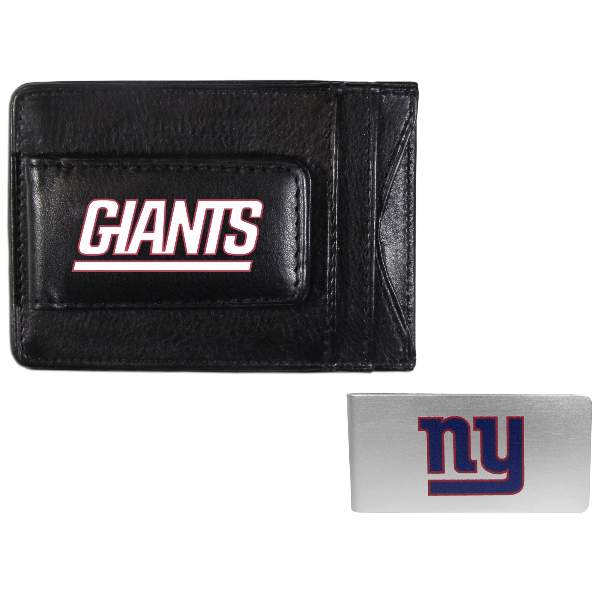 Siskiyou FCCP090BMP Unisex NFL New York Giants Leather Cash & Cardholder & Money Clip - One Size