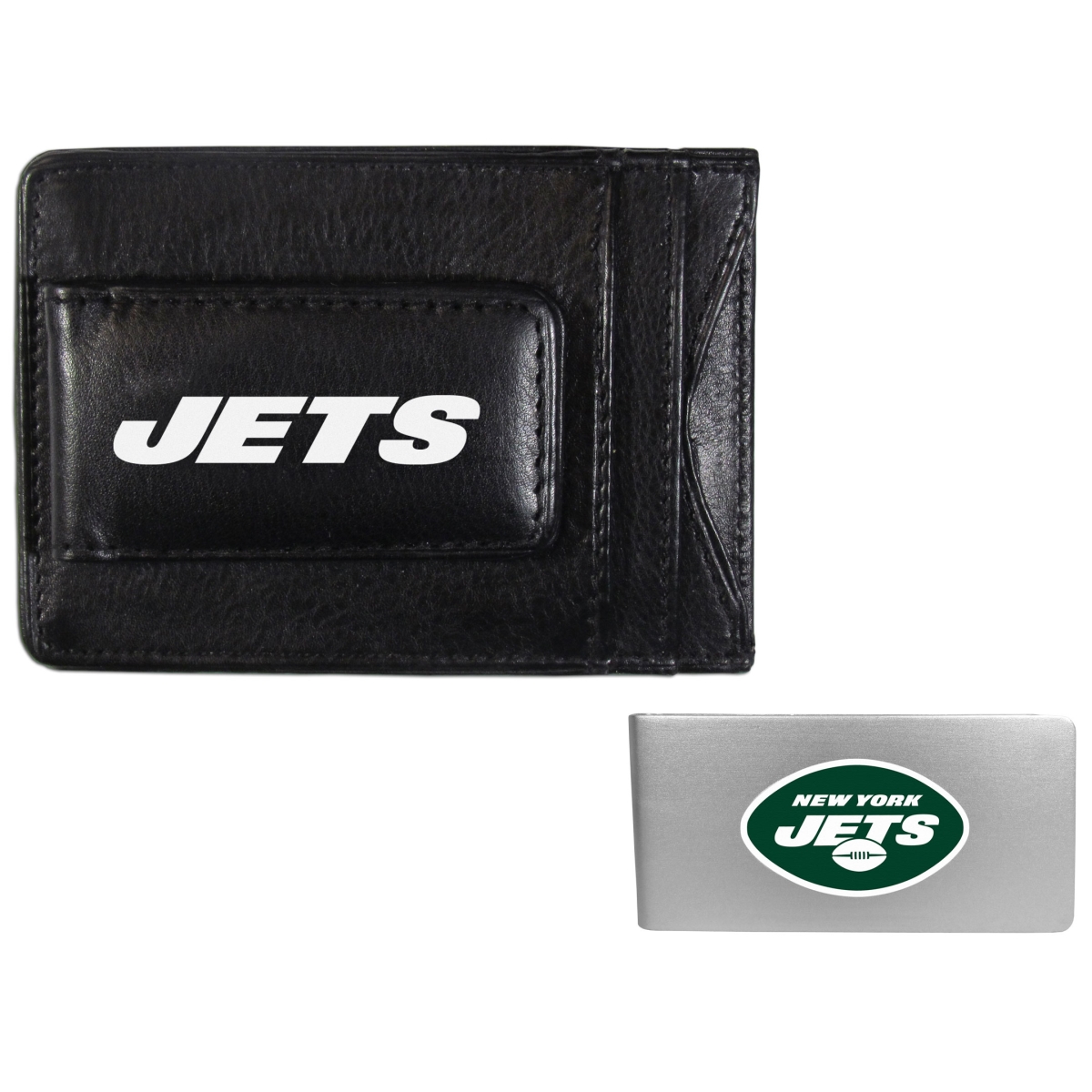 Siskiyou FCCP100BMP Unisex NFL New York Jets Leather Cash & Cardholder & Money Clip - One Size