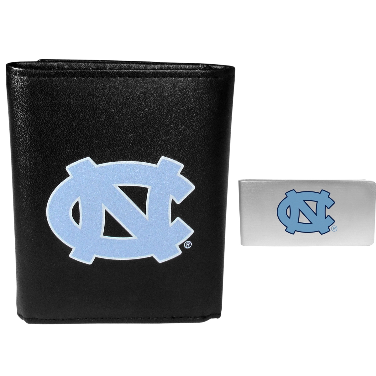 Siskiyou CLTR9BMP Male NCAA North Carolina Tar Heels Leather Tri-fold Wallet & Money Clip