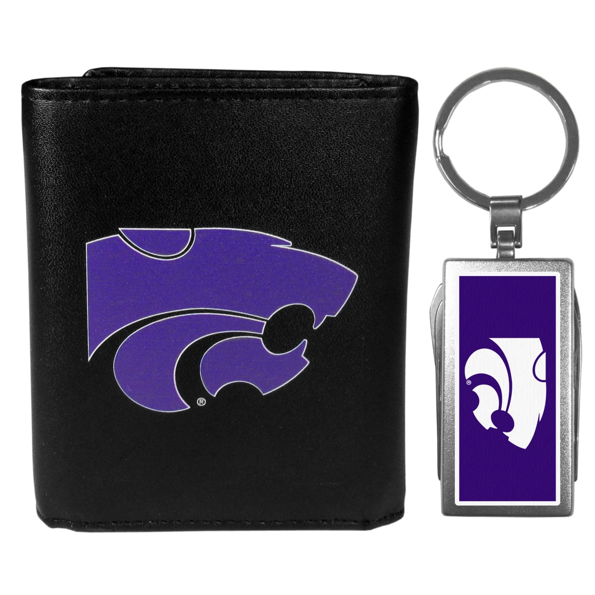 Siskiyou CTRL15MTC Male NCAA Kansas State Wildcats Tri-fold Wallet & Multi-tool Key Chain