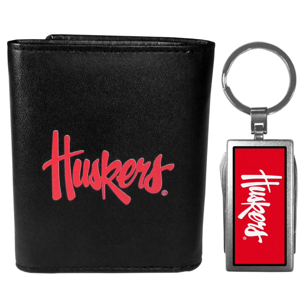 Siskiyou CTRL3MTC Male NCAA Nebraska Cornhuskers Tri-fold Wallet & Multi-tool Key Chain