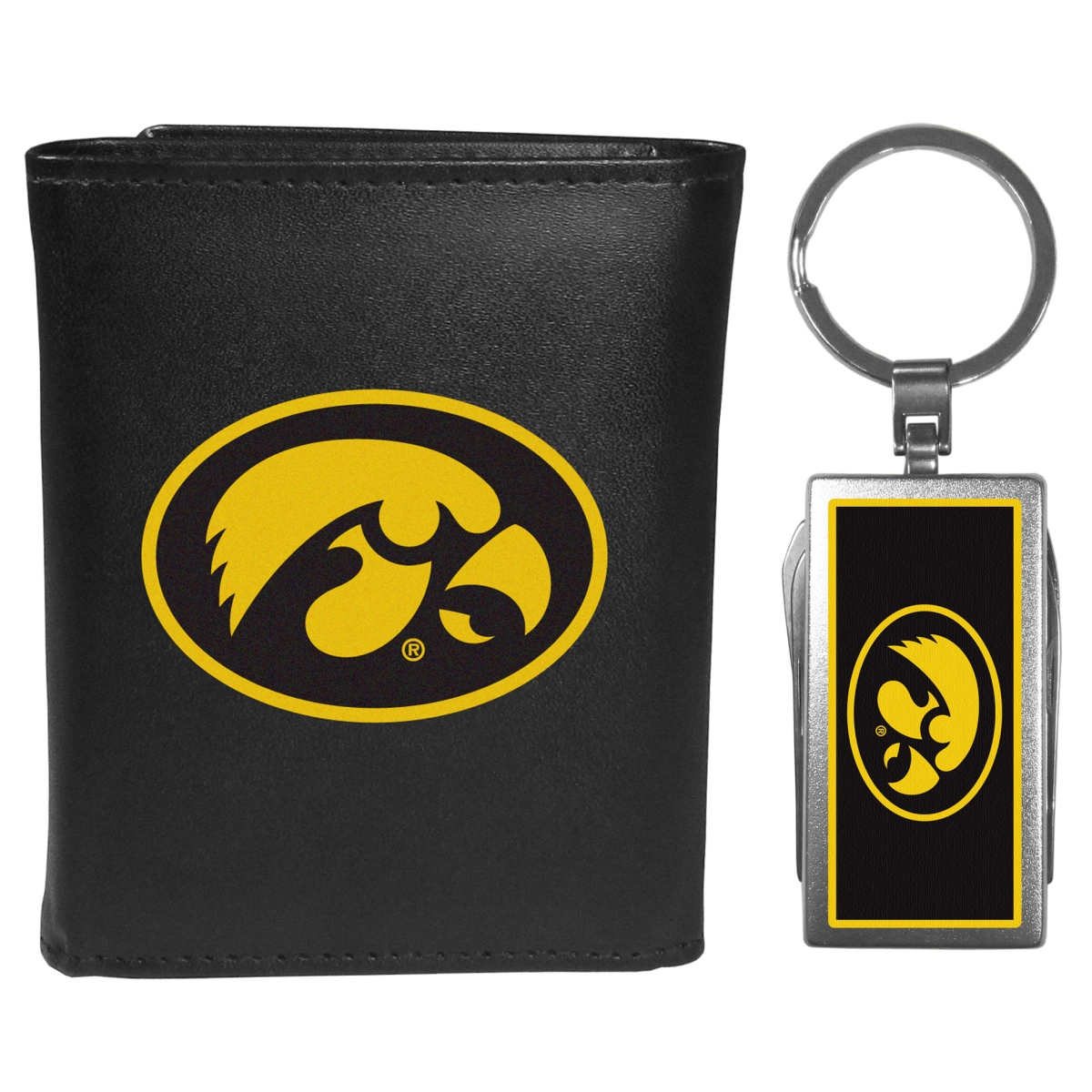 Siskiyou CTRL52MTC Male NCAA Iowa Hawkeyes Tri-fold Wallet & Multi-tool Key Chain