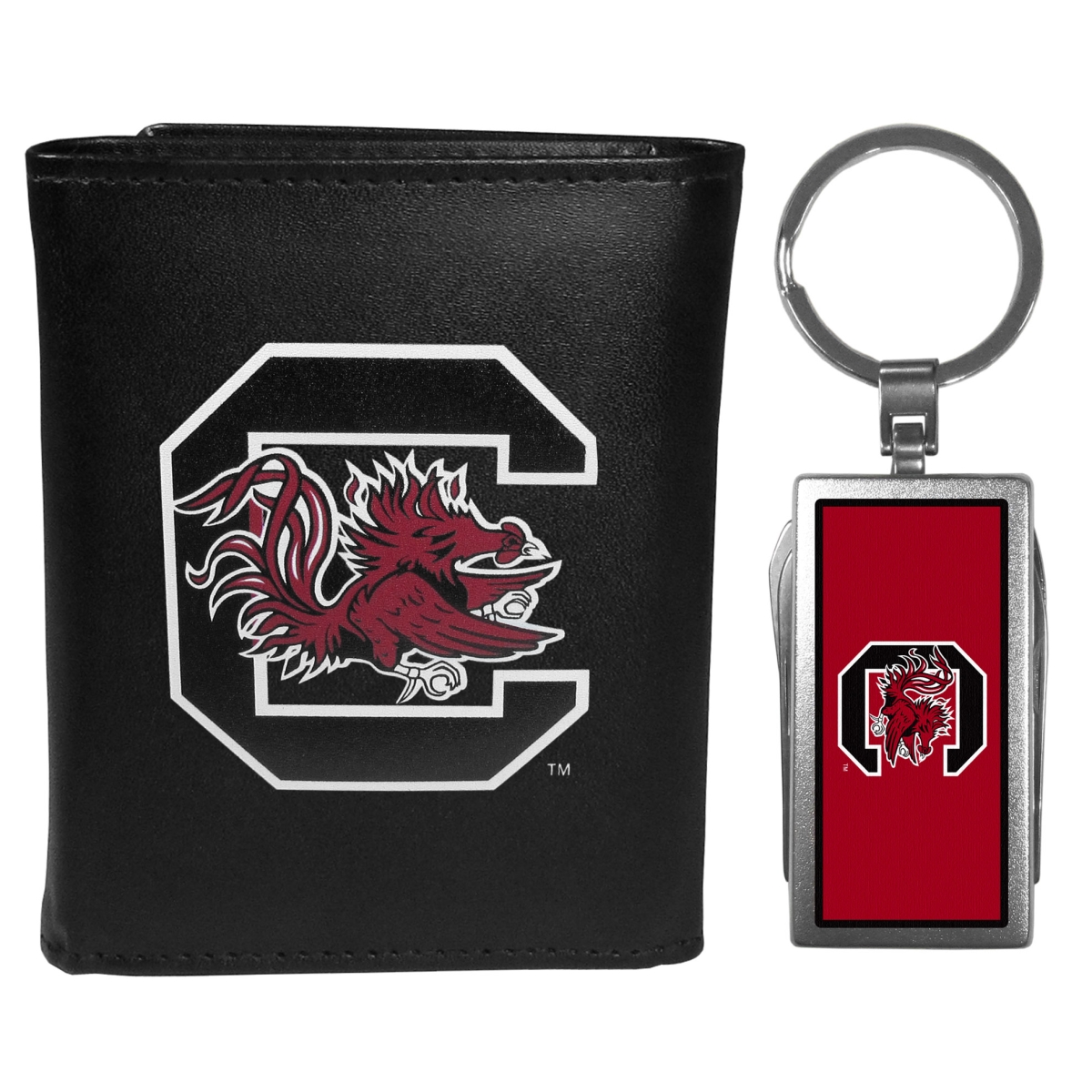 Siskiyou CTRL63MTC Male NCAA South Carolina Gamecocks Tri-fold Wallet & Multi-tool Key Chain