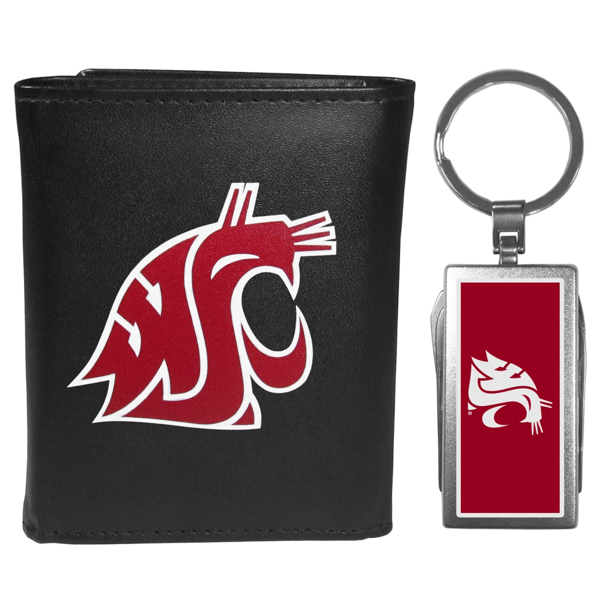 Siskiyou CTRL71MTC Male NCAA Washington State Cougars Tri-fold Wallet & Multi-tool Key Chain