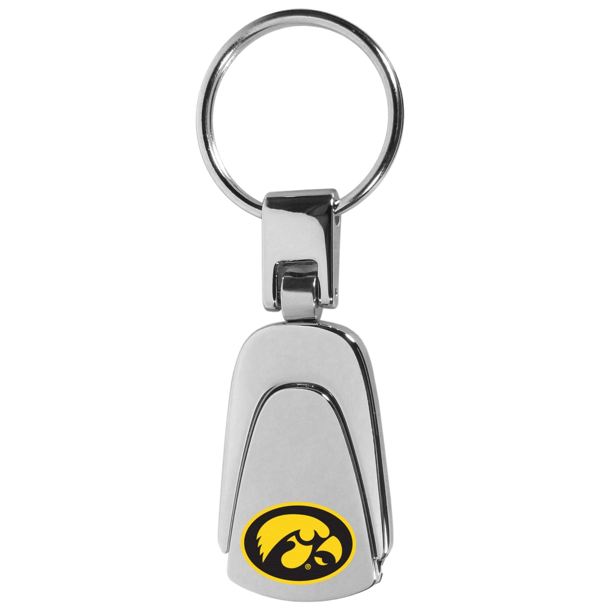 Iowa Hawkeyes Steel Teardrop Key Chain - Silver - Unisex - Official NCAA Merchandise