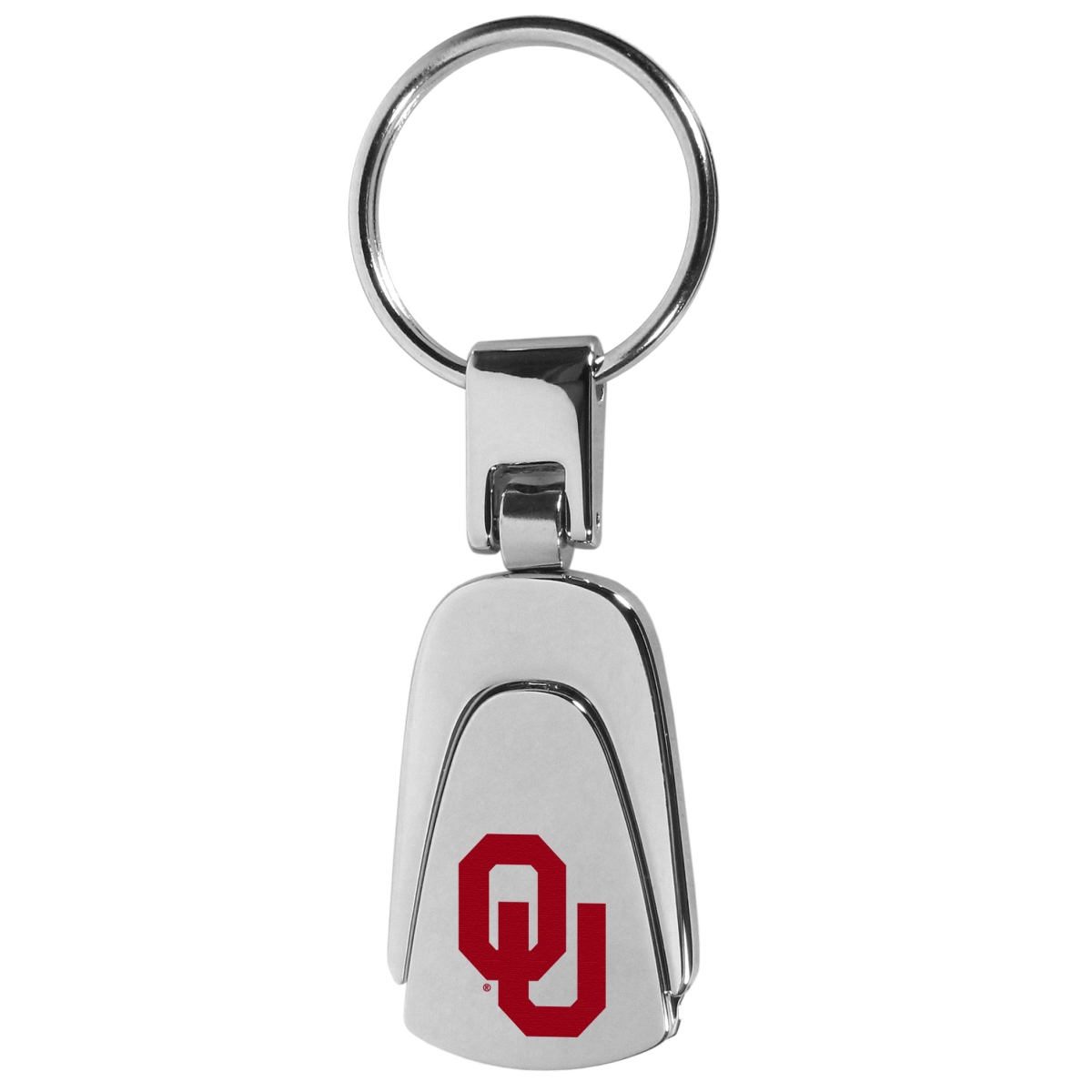 Oklahoma Sooners Steel Teardrop Key Chain - Silver - Unisex - High Polish Finish