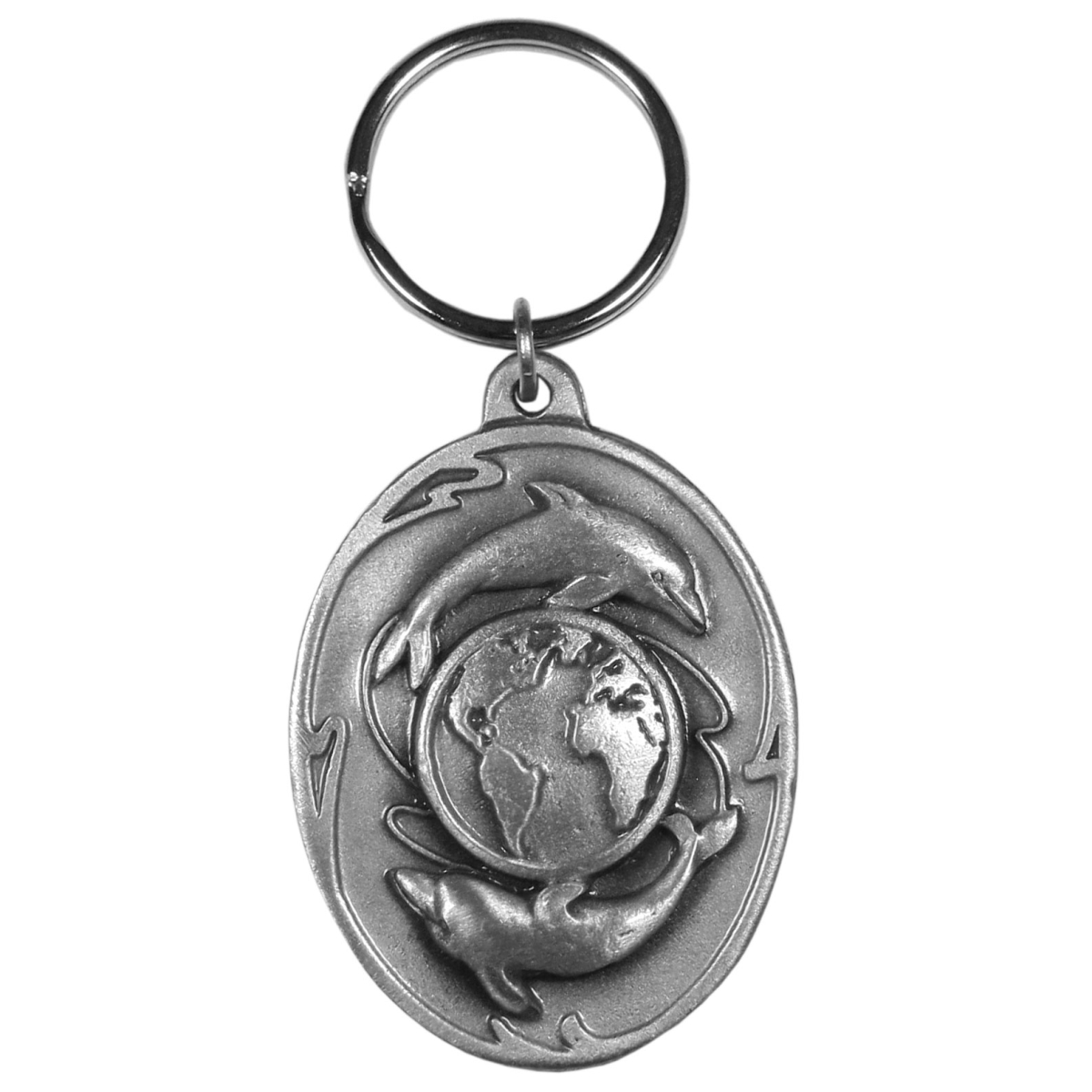 Picture of Siskiyou KR224 Unisex Dolphins Swimming Around the Globe Antiqued Metal Key Chain - One Size