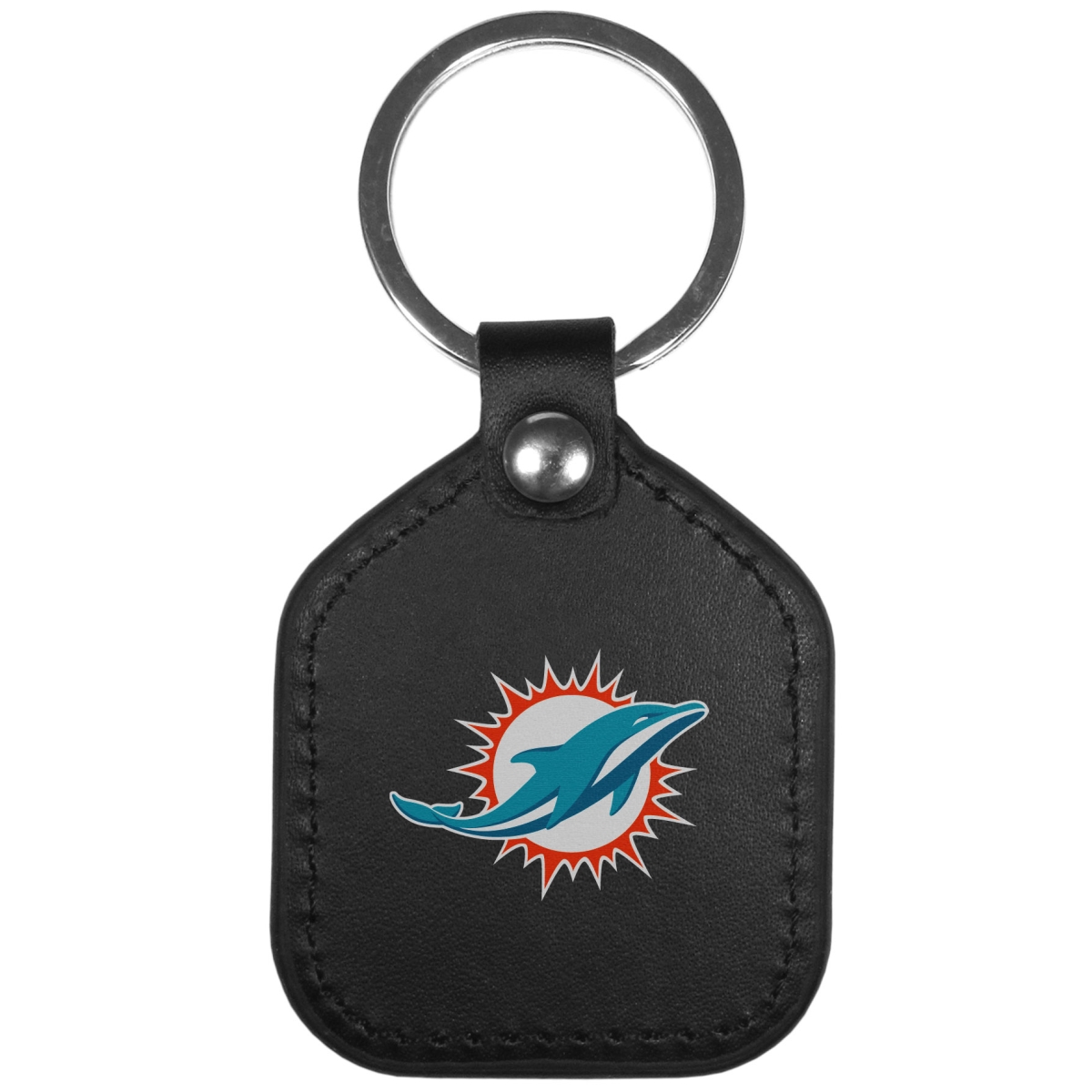 Siskiyou  Unisex NFL Miami Dolphins Leather Square Key Chain - One Size