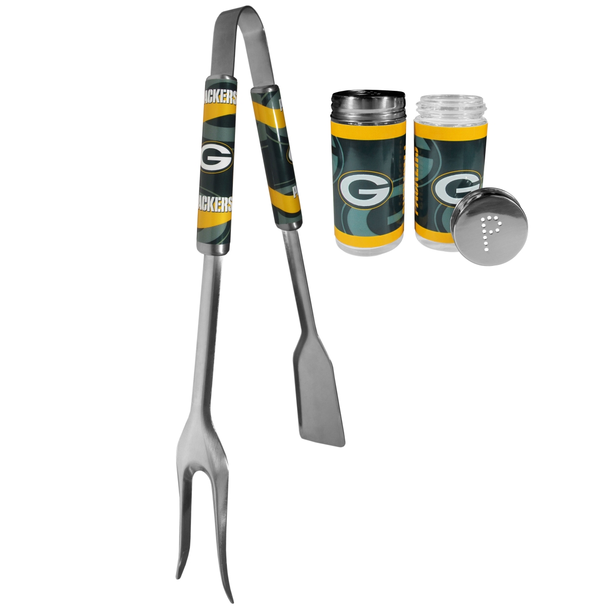 Picture of Siskiyou FBQM115TSP Unisex NFL Green Bay Packers 3-in-1 BBQ Tool & Salt & Pepper Shaker - One Size