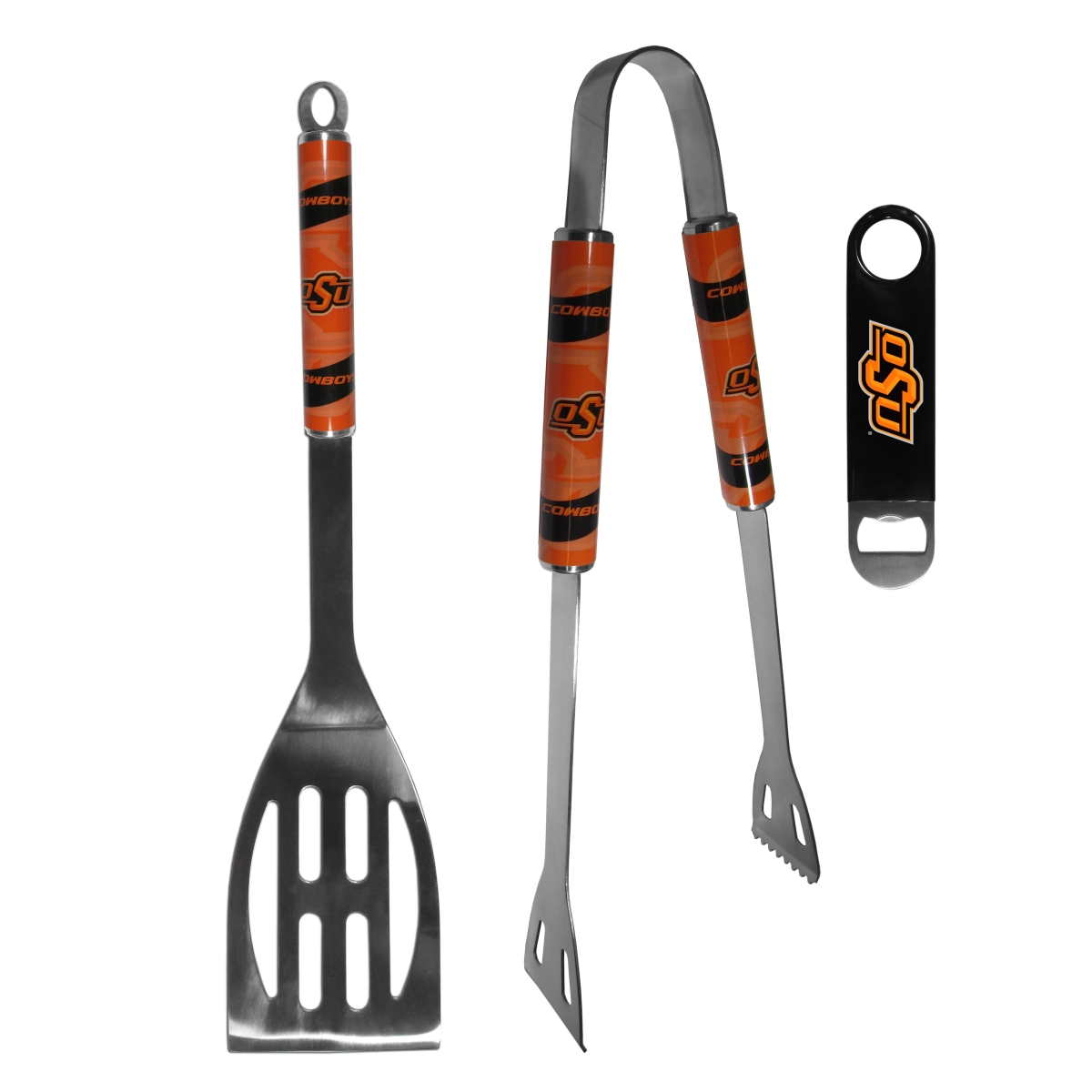 Picture of Siskiyou C2BQ58LBO Unisex NCAA Oklahoma State Cowboys 2 Piece BBQ Set & Bottle Opener - One Size