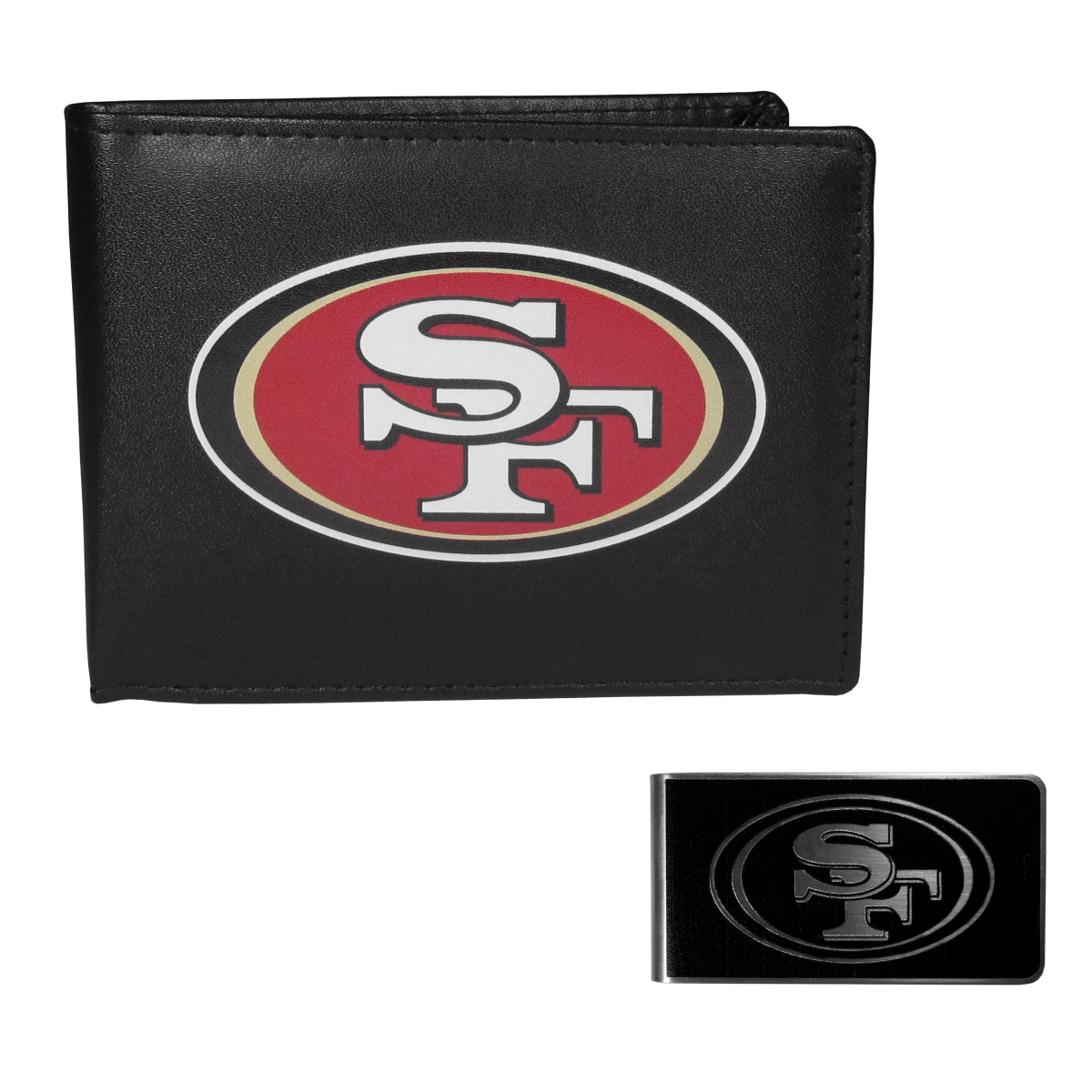 Siskiyou FBIL075BKM Male NFL San Francisco 49ers Bi-fold Wallet & Black Money Clip - One Size