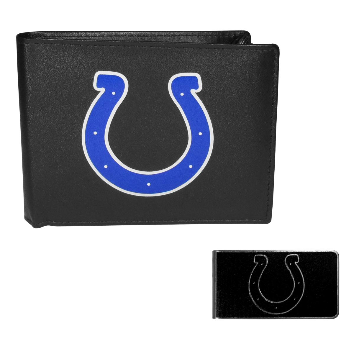 Siskiyou FLBF050BKM Unisex NFL Indianapolis Colts Leather Bi-fold Wallet & Black Money Clip