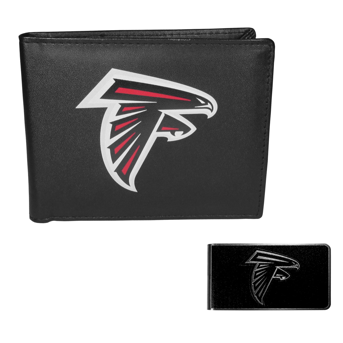Siskiyou FLBF070BKM Unisex NFL Atlanta Falcons Leather Bi-fold Wallet & Black Money Clip