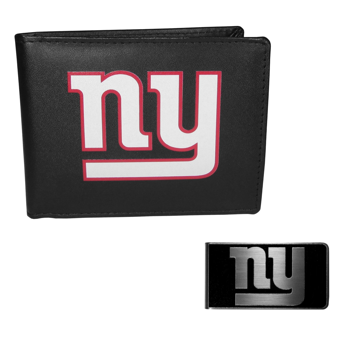 Siskiyou FLBF090BKM Unisex NFL New York Giants Leather Bi-fold Wallet & Black Money Clip