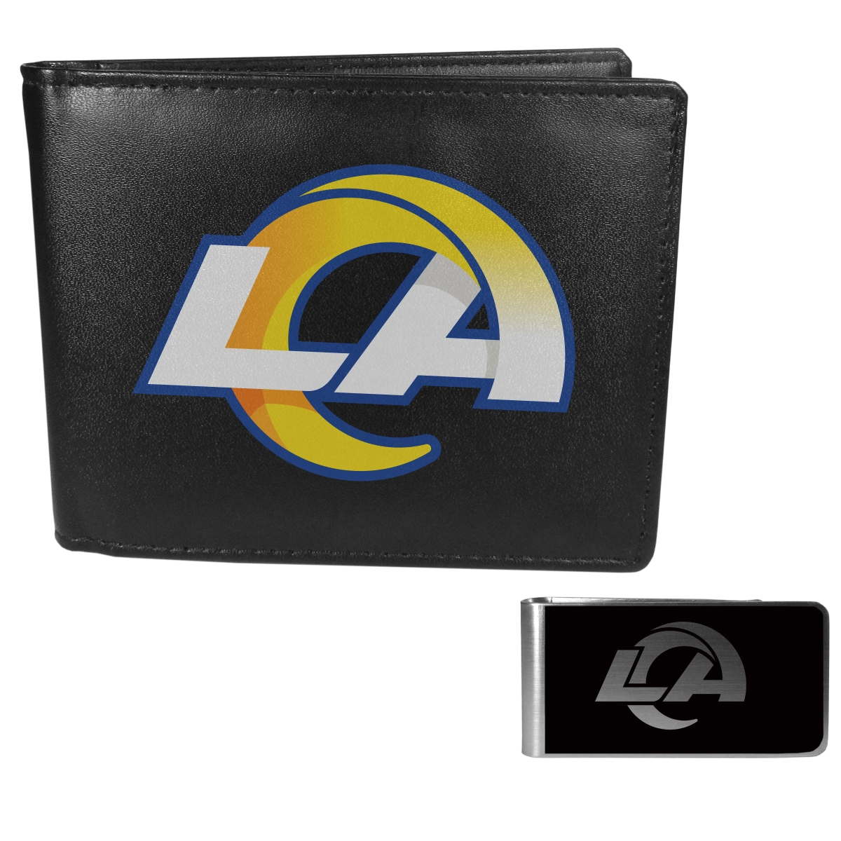 Siskiyou FLBF130BKM Unisex NFL Los Angeles Rams Leather Bi-fold Wallet & Black Money Clip