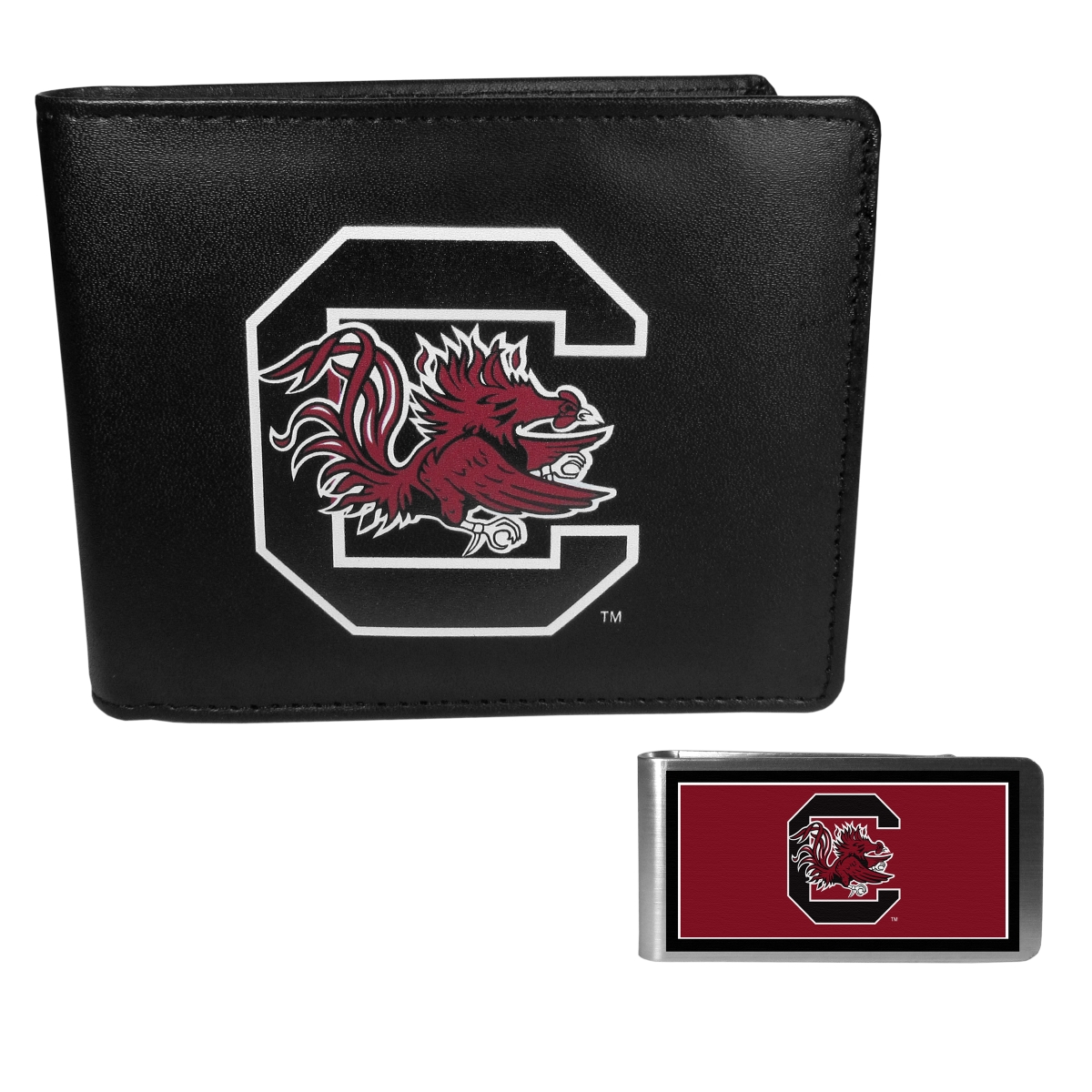 Siskiyou CBIL63LMP Unisex NCAA South Carolina Gamecocks Bi-fold Wallet & Color Money Clip - One Size