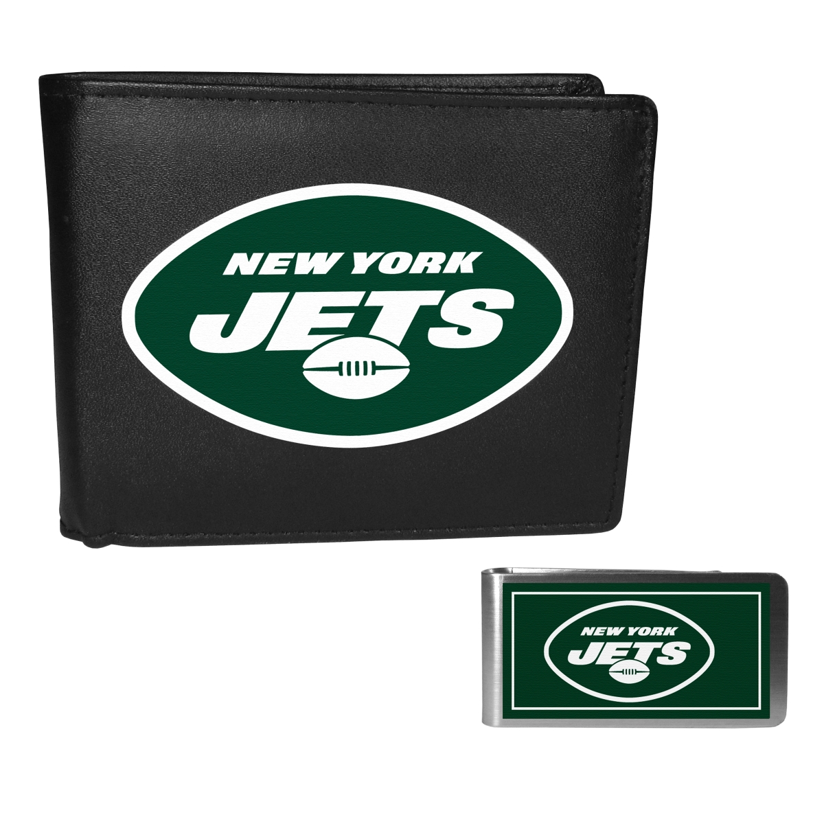 Siskiyou FBIL100LMP Unisex NFL New York Jets Bi-fold Wallet & Color Money Clip - One Size